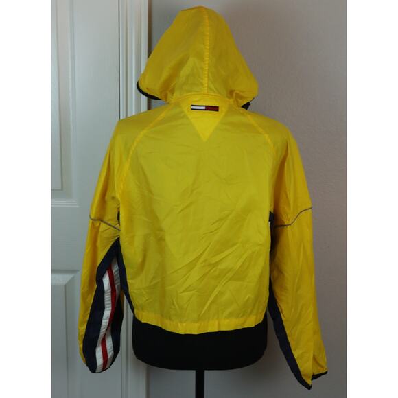 Vintage 90s Yellow Tommy Girl Tommy Hilfiger Windbreaker Jacket Flag Zip Hooded - Picture 6 of 10